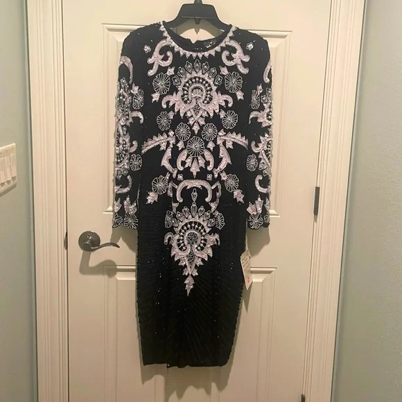 Creative Creations | Dresses | Black Sequin Cocktail Dress Long Sleeved Midi  Length | Poshmark